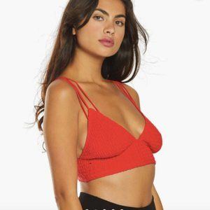 NWT Free People Emmy Bra Bralette Red Size Small Strappy Pull On Triple Straps